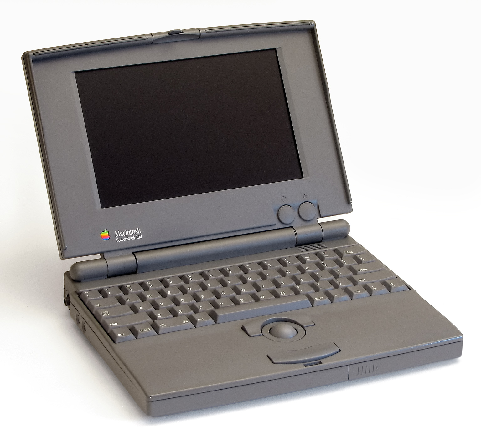 PowerBook 100 pose photograph from Wikimedia Commons